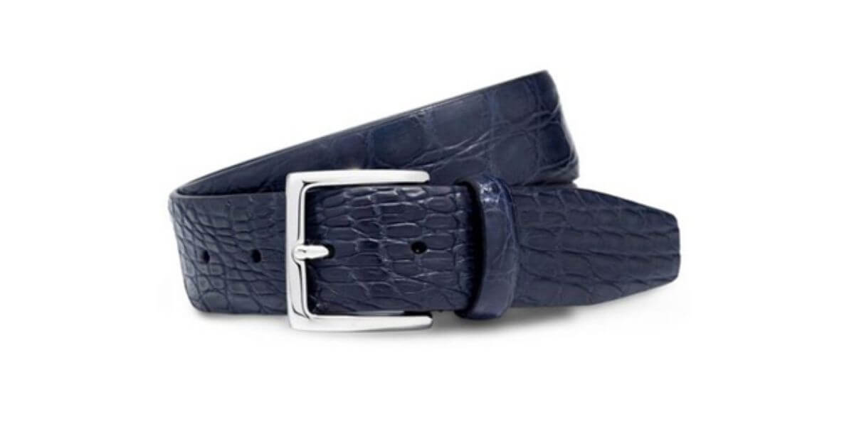 Loro Piana Men's Blue Crocodile Leather Owen Belt