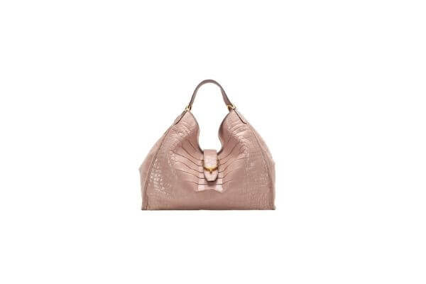 Soft Stirrup Crocodile Shoulder Bag Light Pink